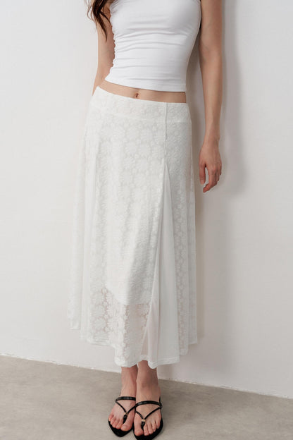 Lightweight Jacquard A-Line Midi Skirt
