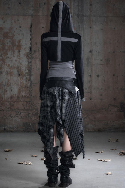 Two-Tone Long Sleeve Hooded Top