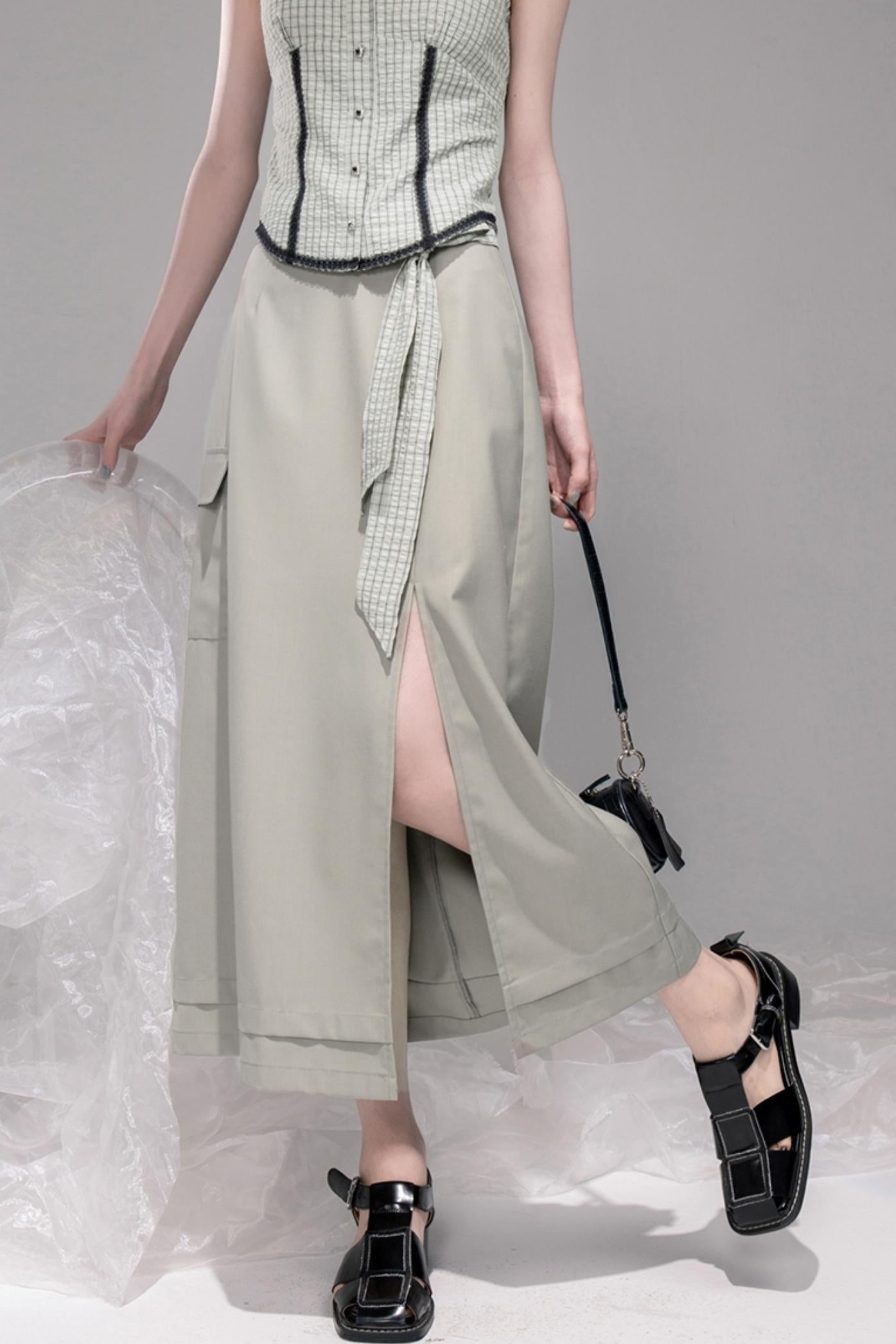 Waisted Green Check Lace Vest