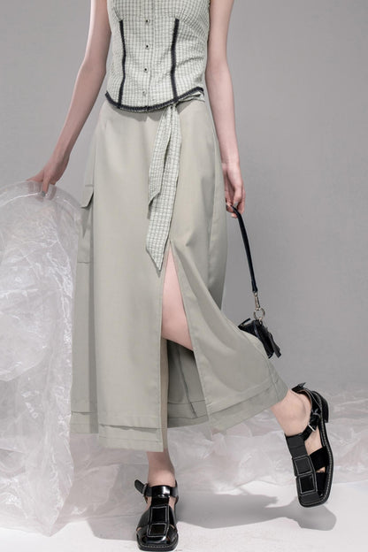 Waisted Green Check Lace Vest