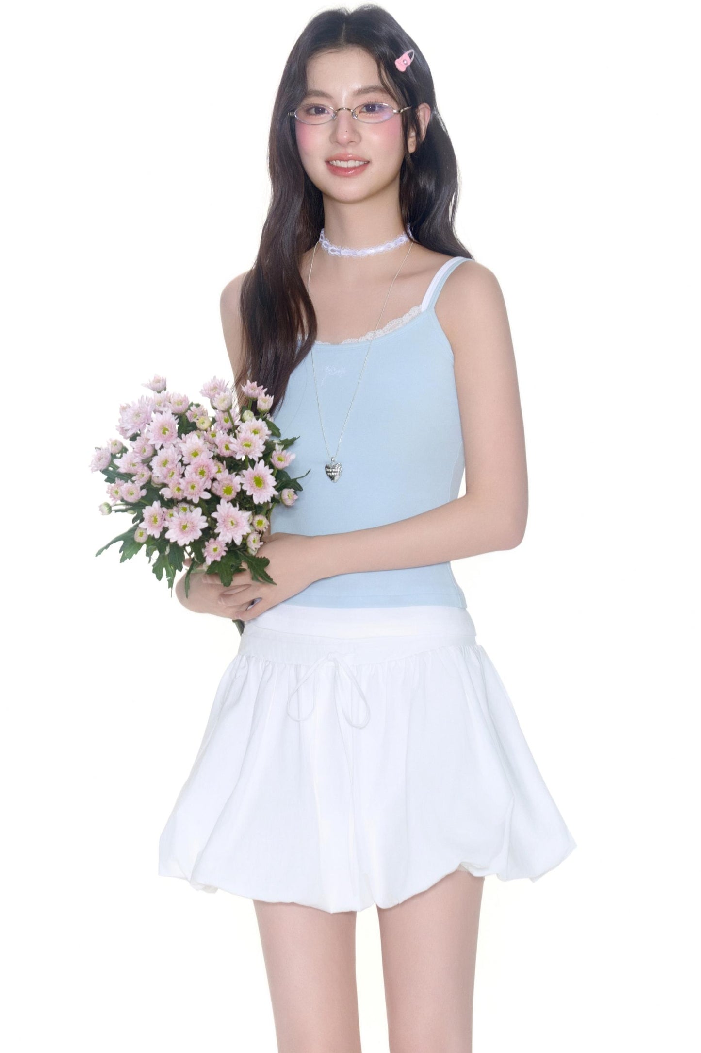 Lace Embroidery Suspender Skinny Vest