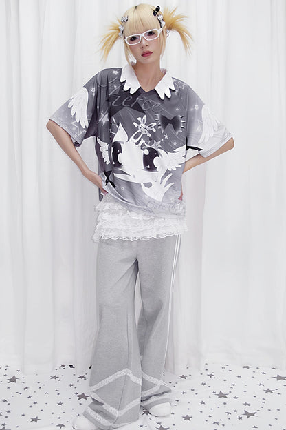 Printed Raglan Sleeve T-Shirt