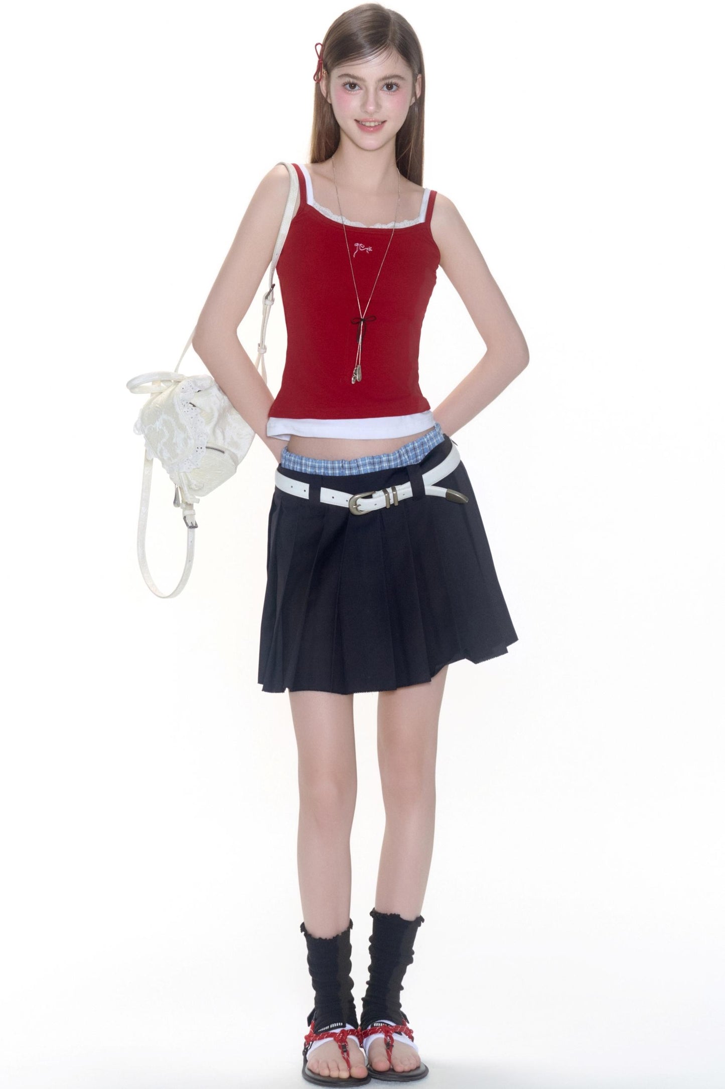 Lace Embroidery Suspender Skinny Vest