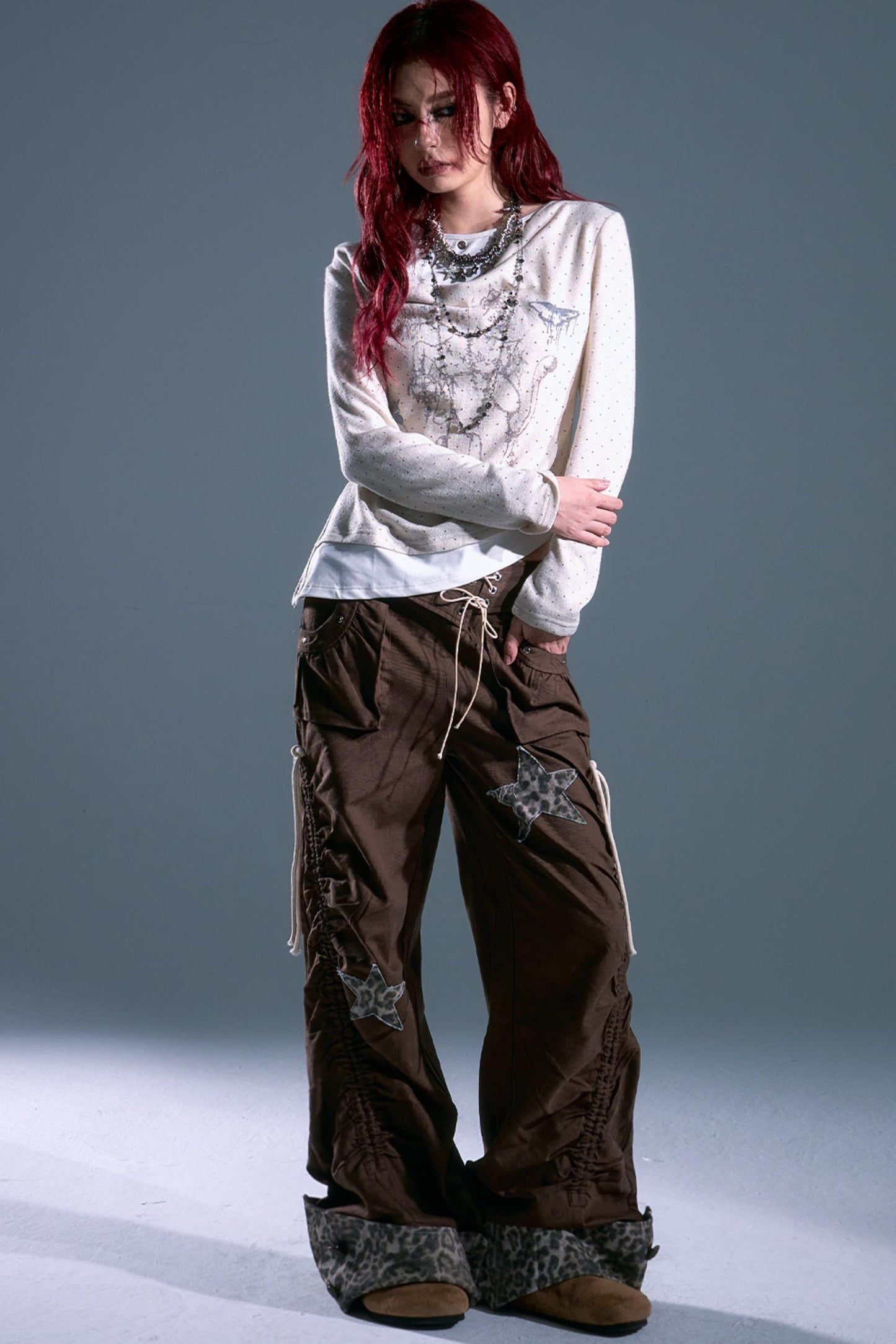 Star Leopard Wide-Leg Trousers