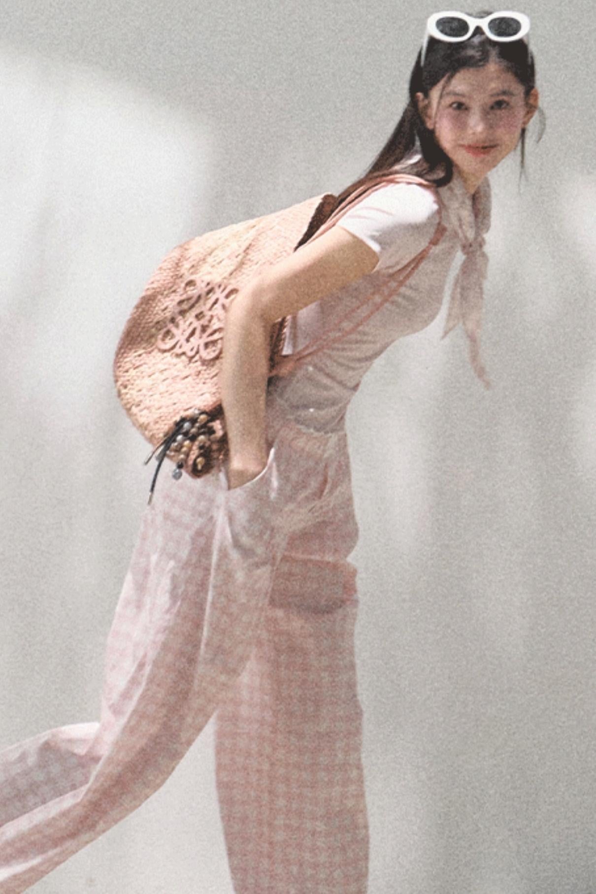 Plaid Linen Suspenders Set-Up