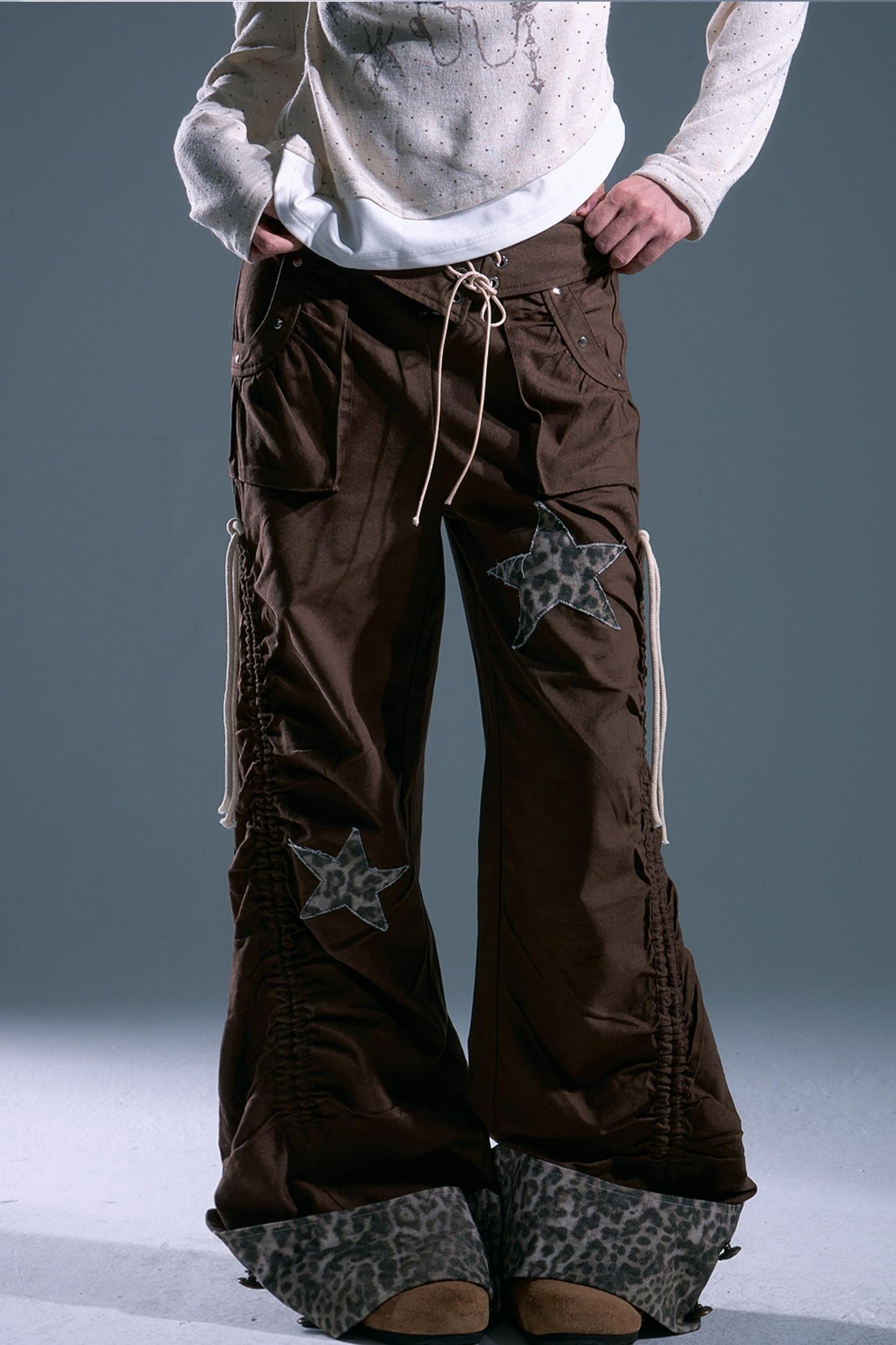 Star Leopard Wide-Leg Trousers