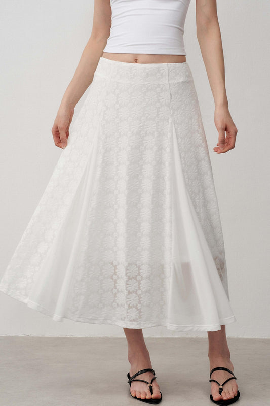 Lightweight Jacquard A-Line Midi Skirt