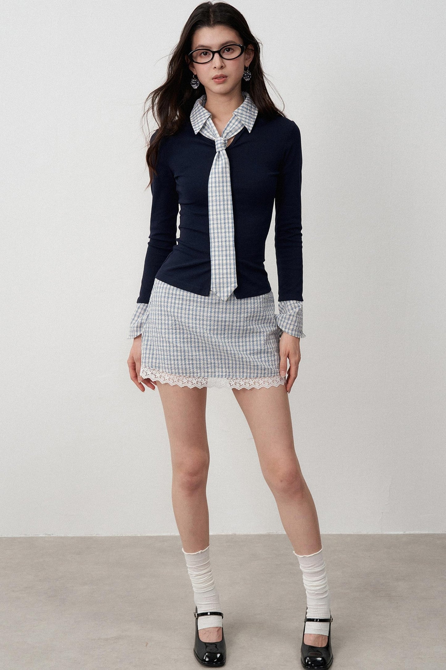 Navel Flowing Slim T-Shirt