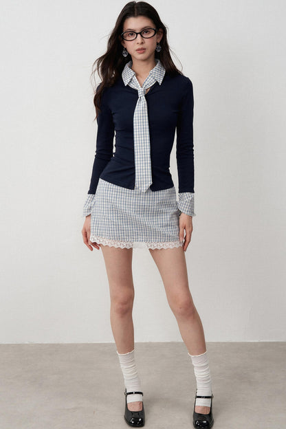 Navel Flowing Slim T-Shirt