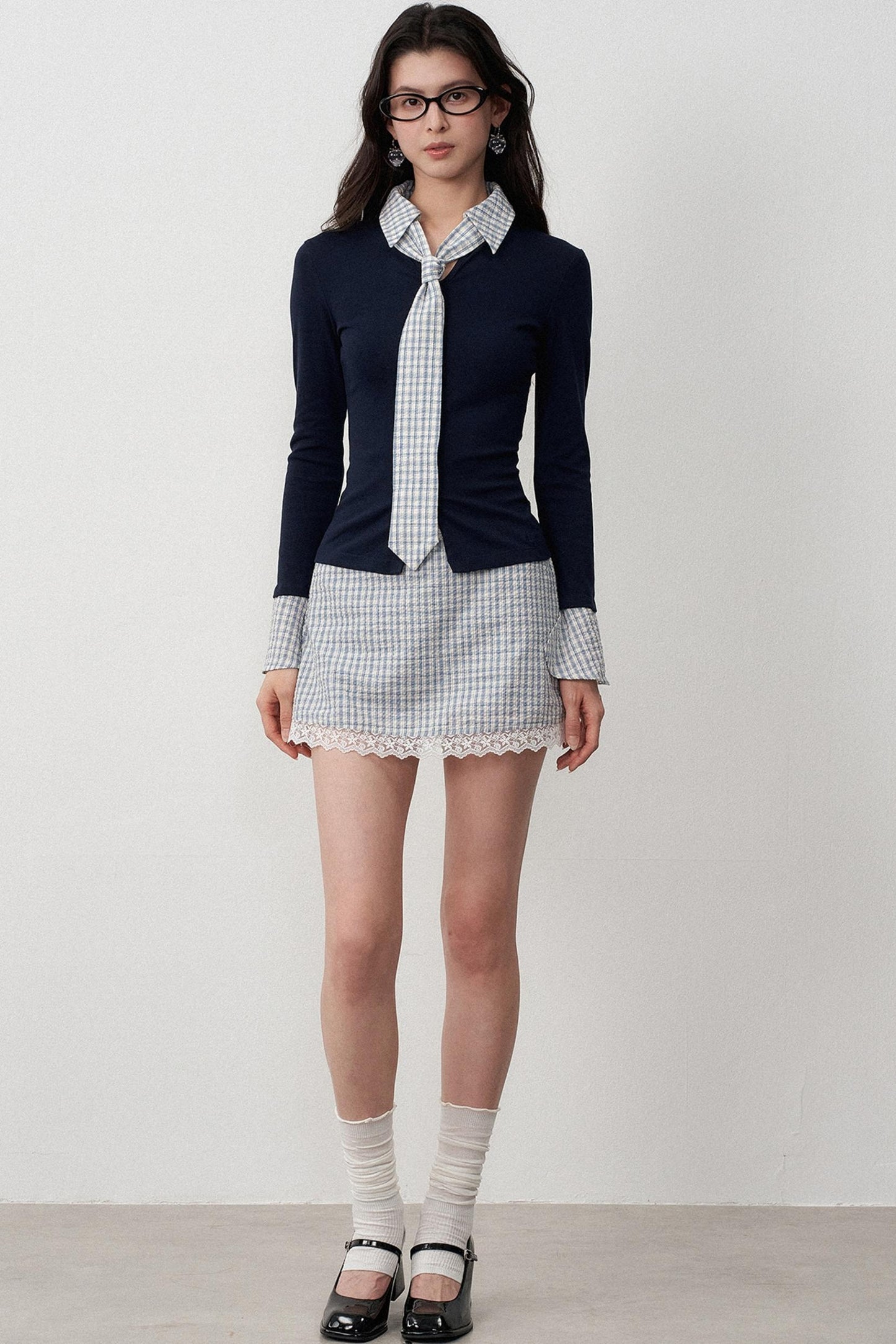 Navel Flowing Slim T-Shirt