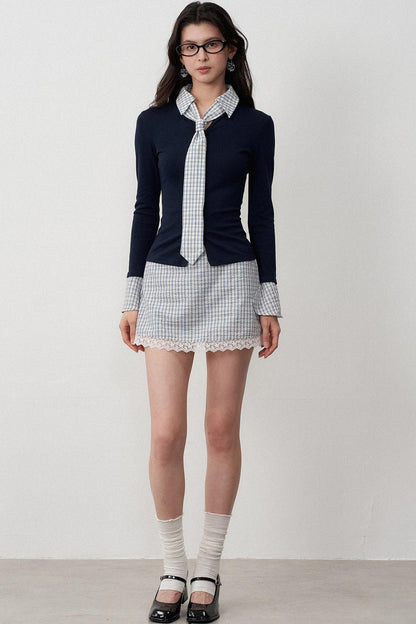 Navel Flowing Slim T-Shirt
