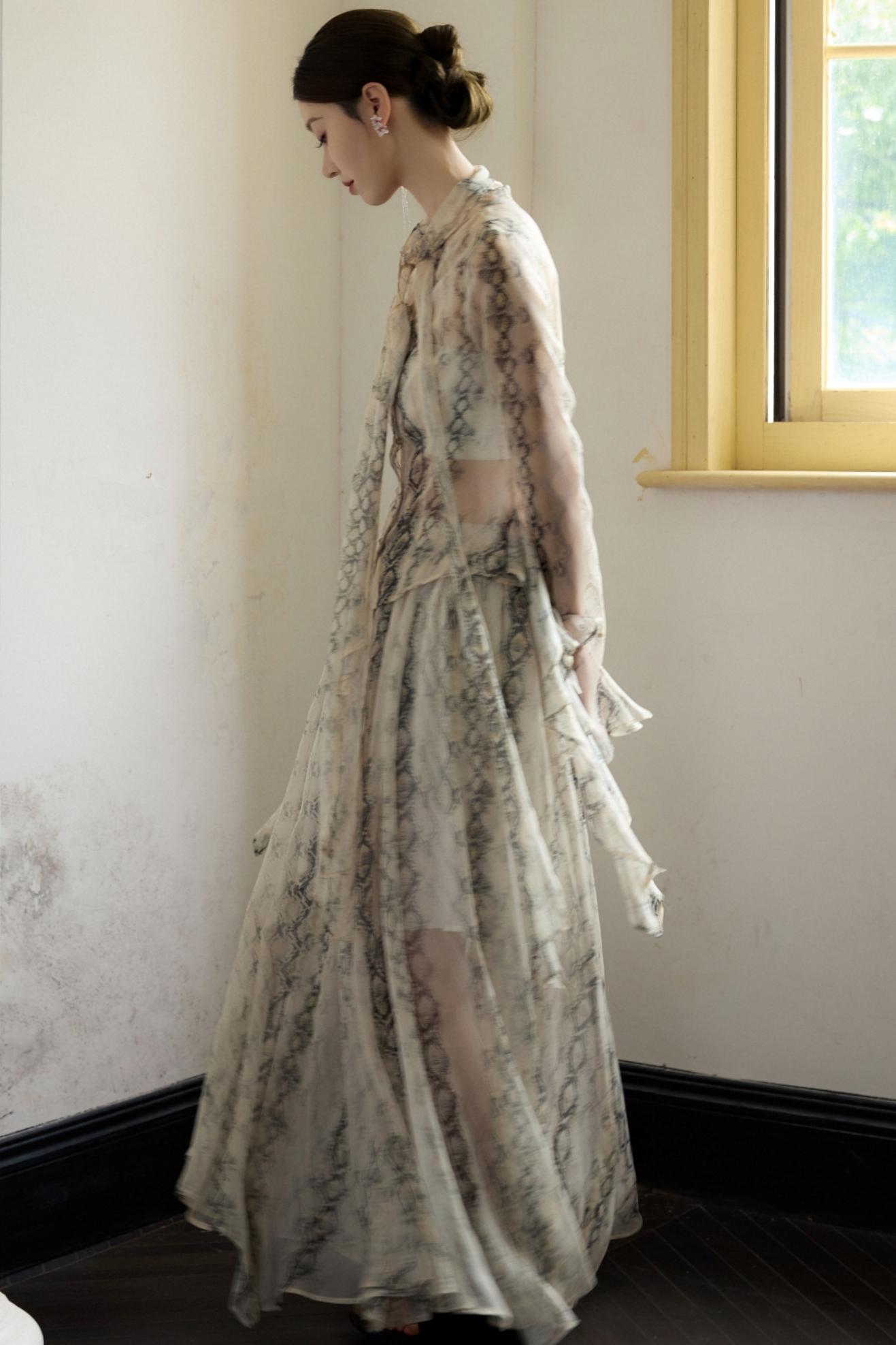 Snake Print A-line Skirt Set-Up