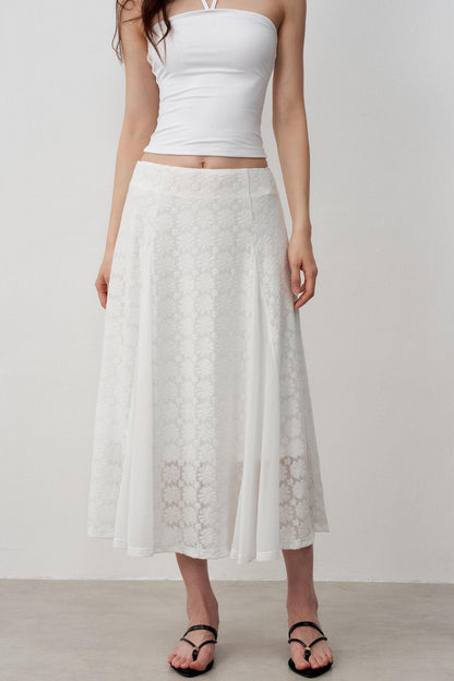 Lightweight Jacquard A-Line Midi Skirt