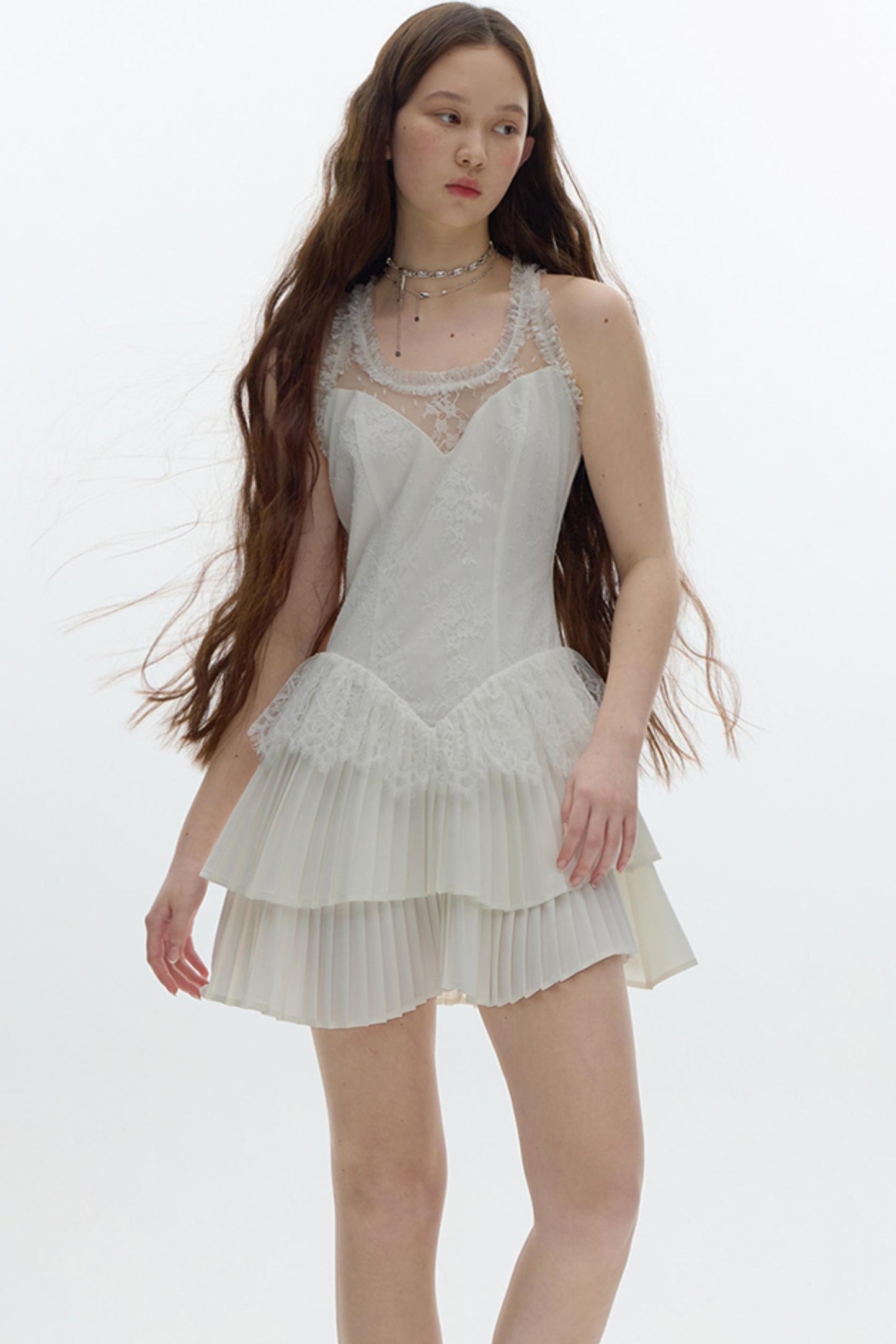 Pleated Bridal Gown Dress