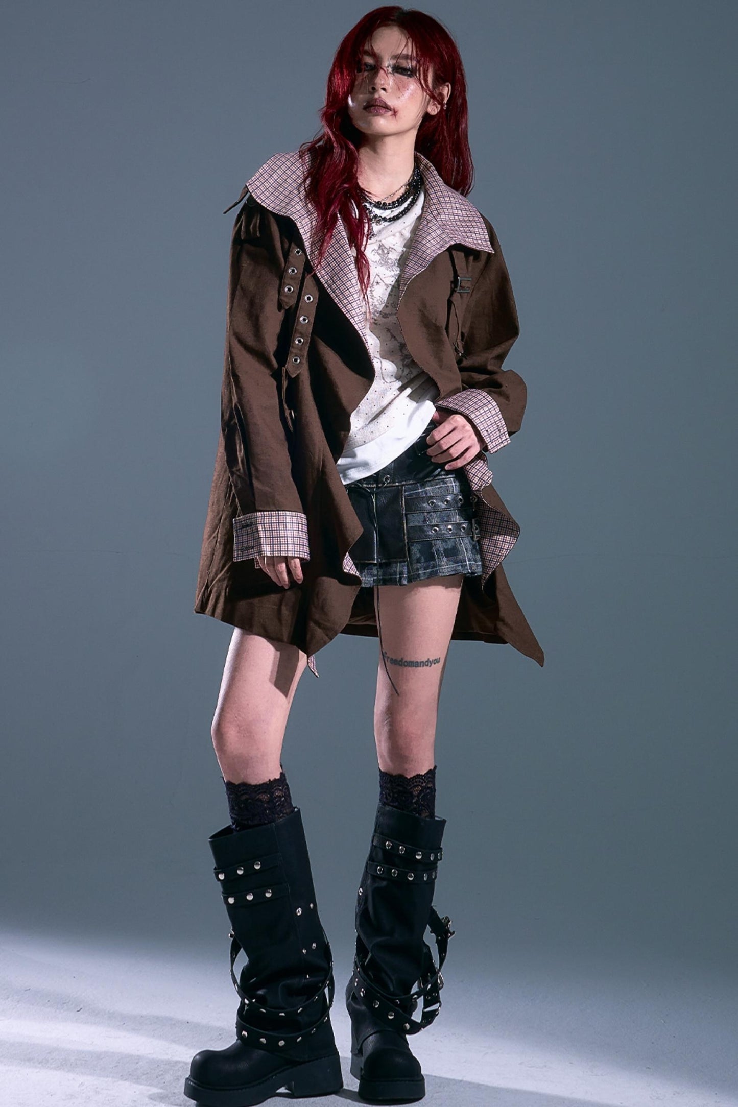 Vintage Check Wavy Edge Trench Coat