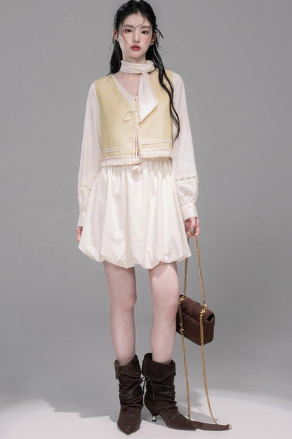 Urban Hibiscus Apricot Shirt Dress Set-Up