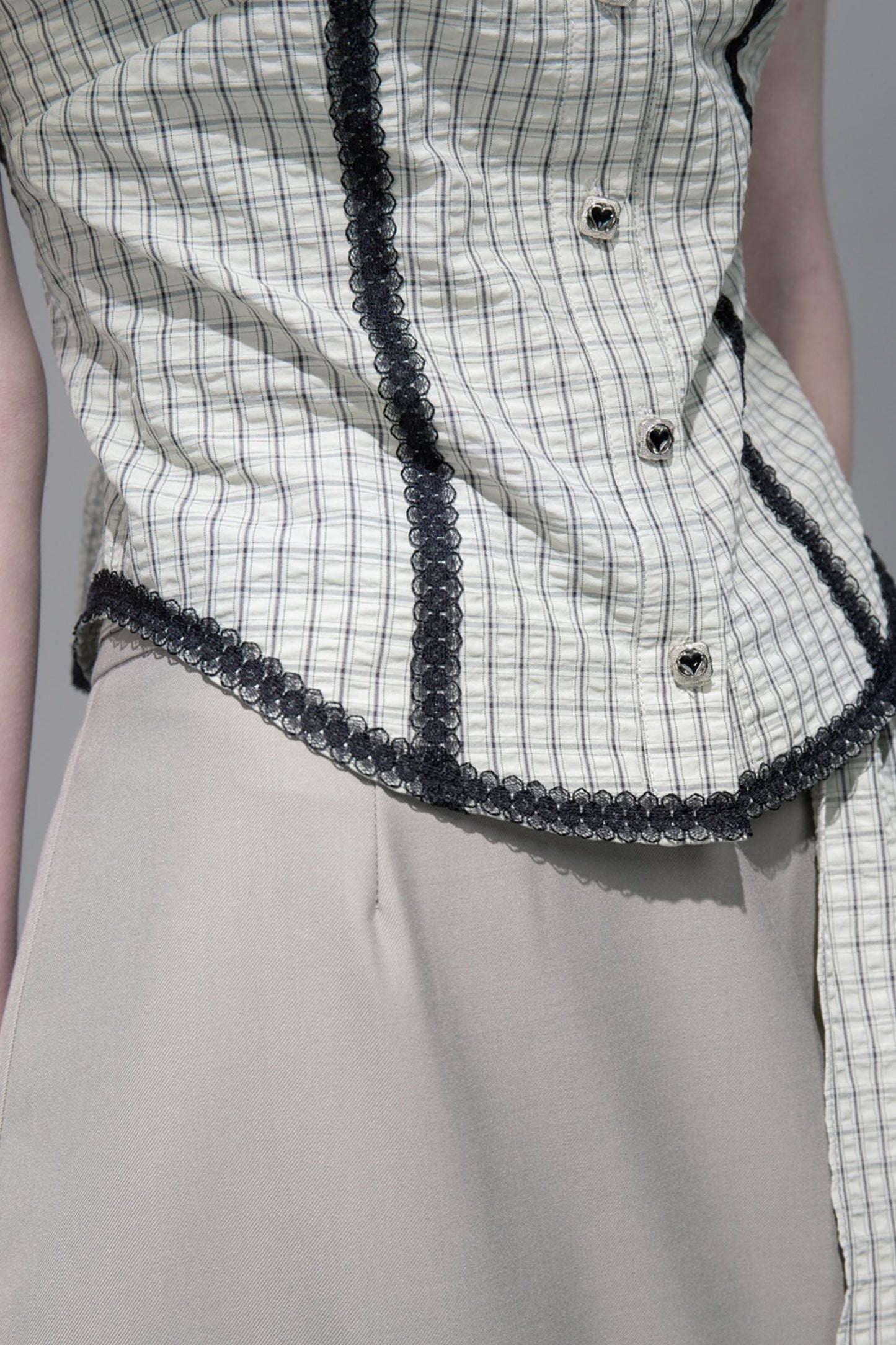 Waisted Green Check Lace Vest