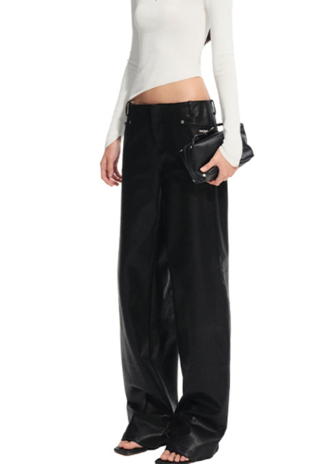Unicorn Leather Straight-Leg Pants