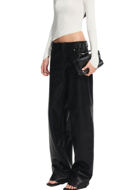Unicorn Leather Straight-Leg Pants