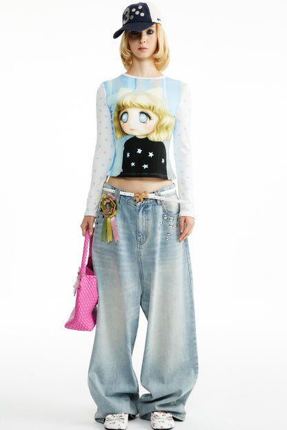 Cotton Little Girl Cartoon T-shirt