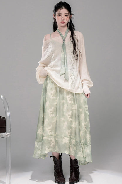 Soft Mist Bat Sleeve Sweater