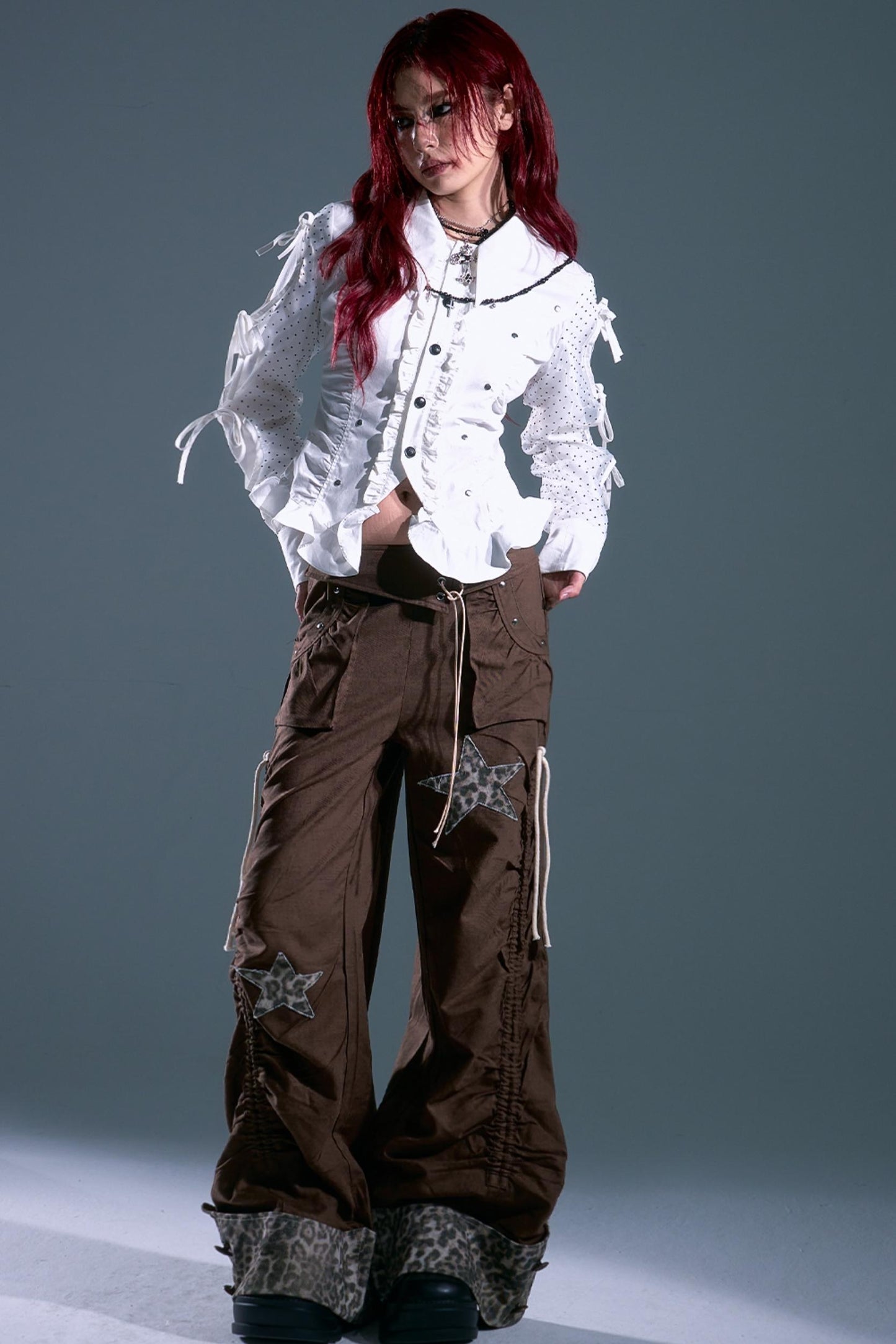 Star Leopard Wide-Leg Trousers