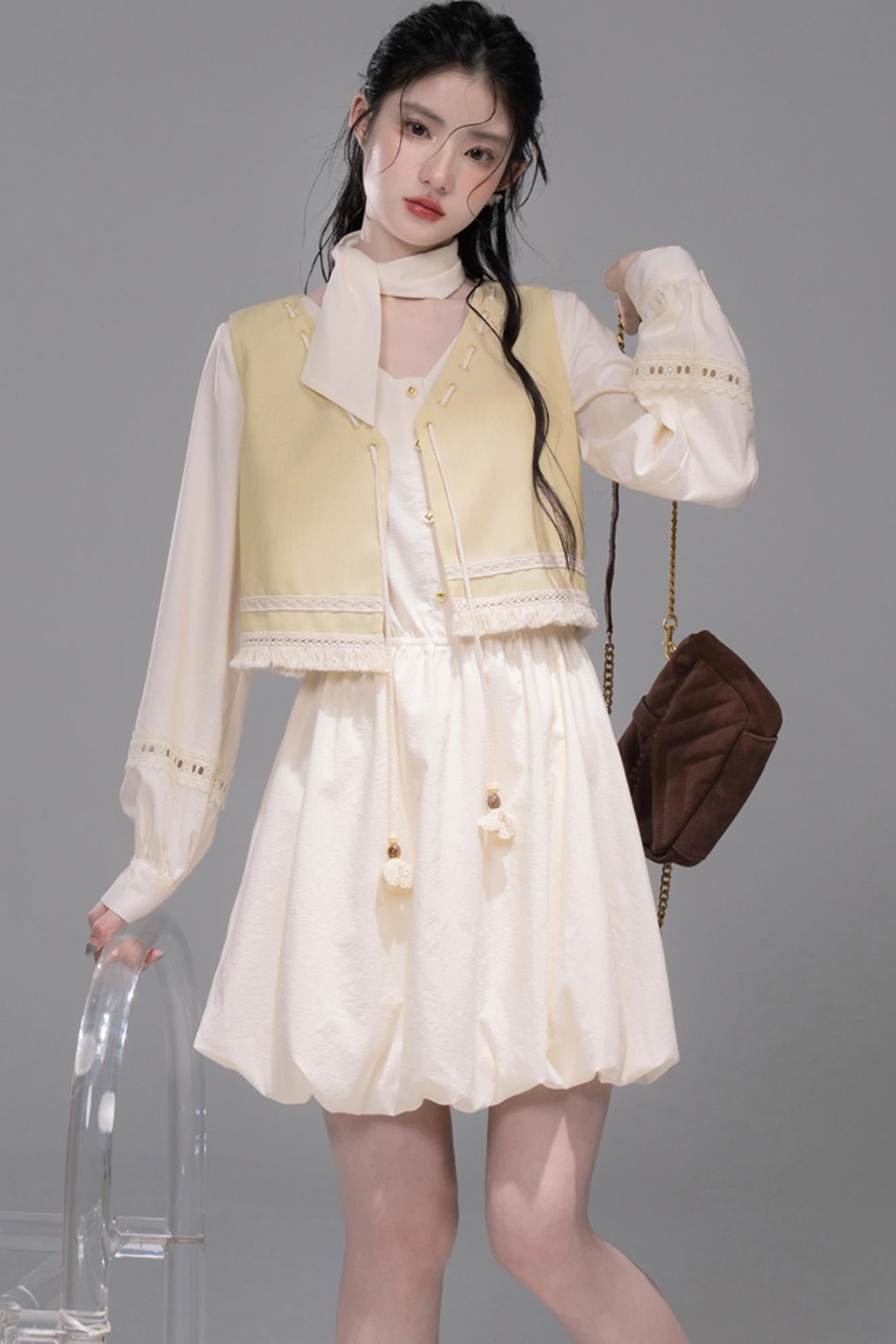 Urban Hibiscus Apricot Shirt Dress Set-Up