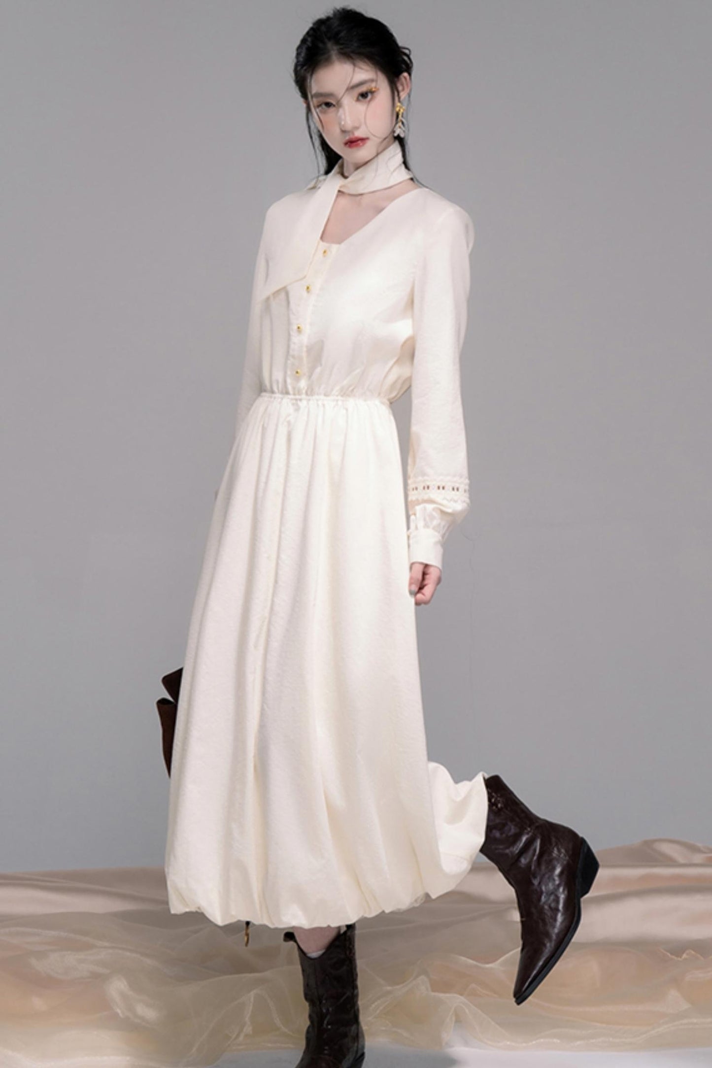 Urban Hibiscus Apricot Shirt Dress Set-Up