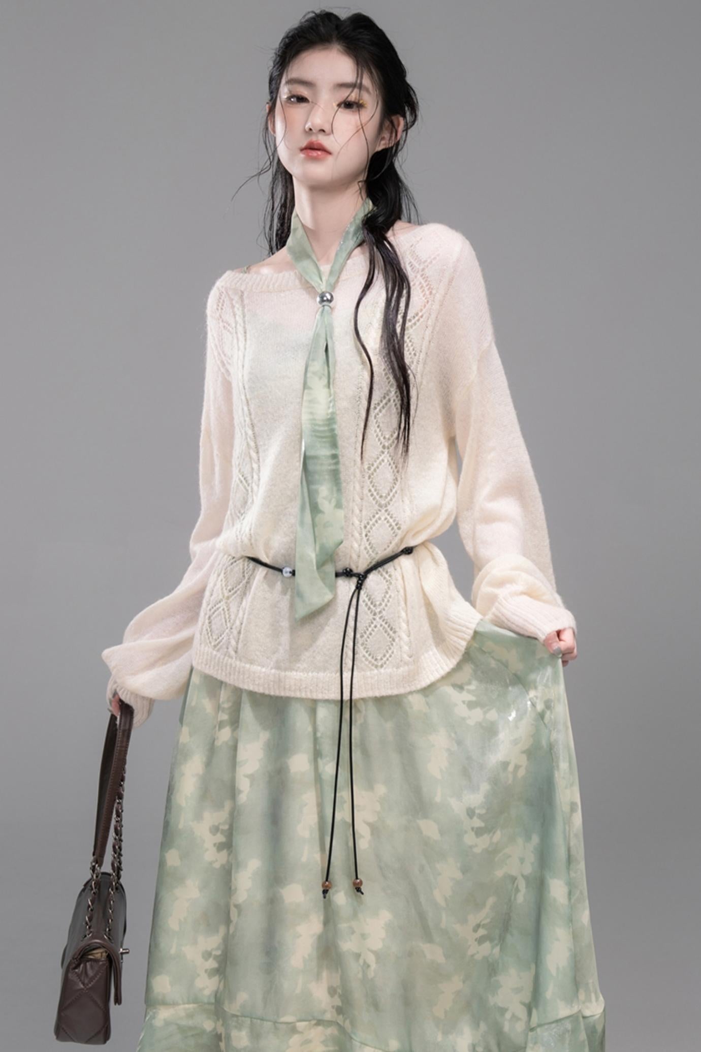 Soft Mist Bat Sleeve Sweater