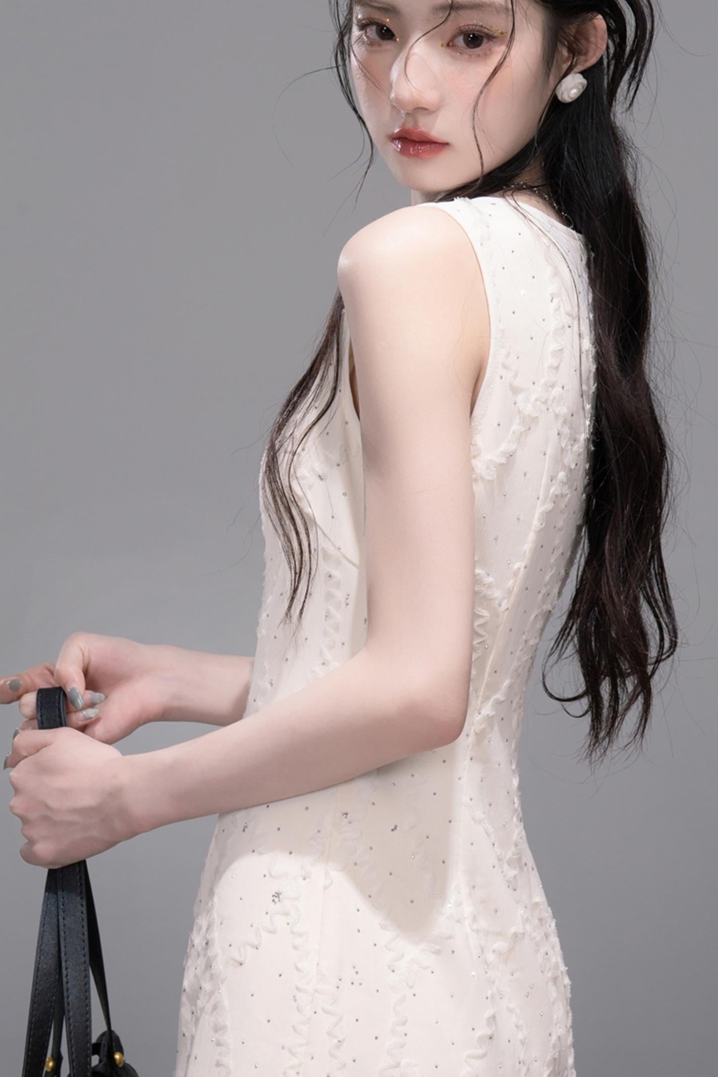 Starlight Jacquard Diamond Vest Dress Set-Up