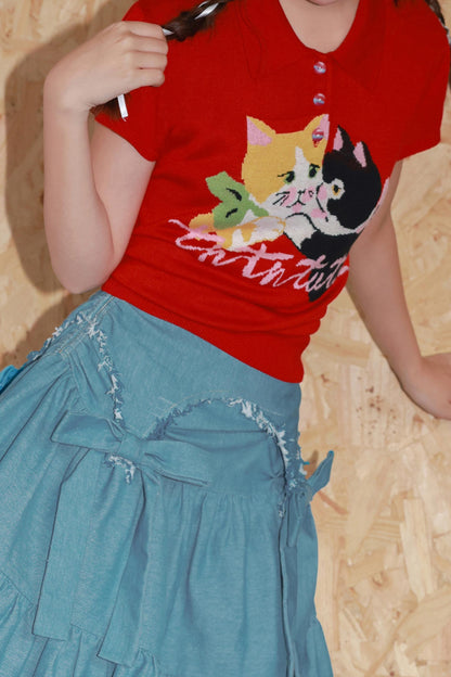 Kitten Knitted Polo Shirt