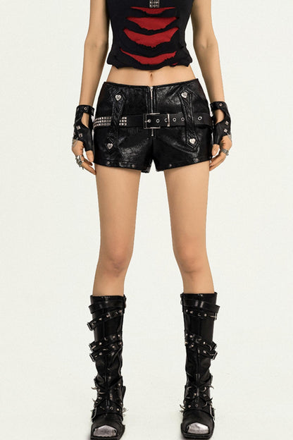 American Punk Rock Leather Shorts