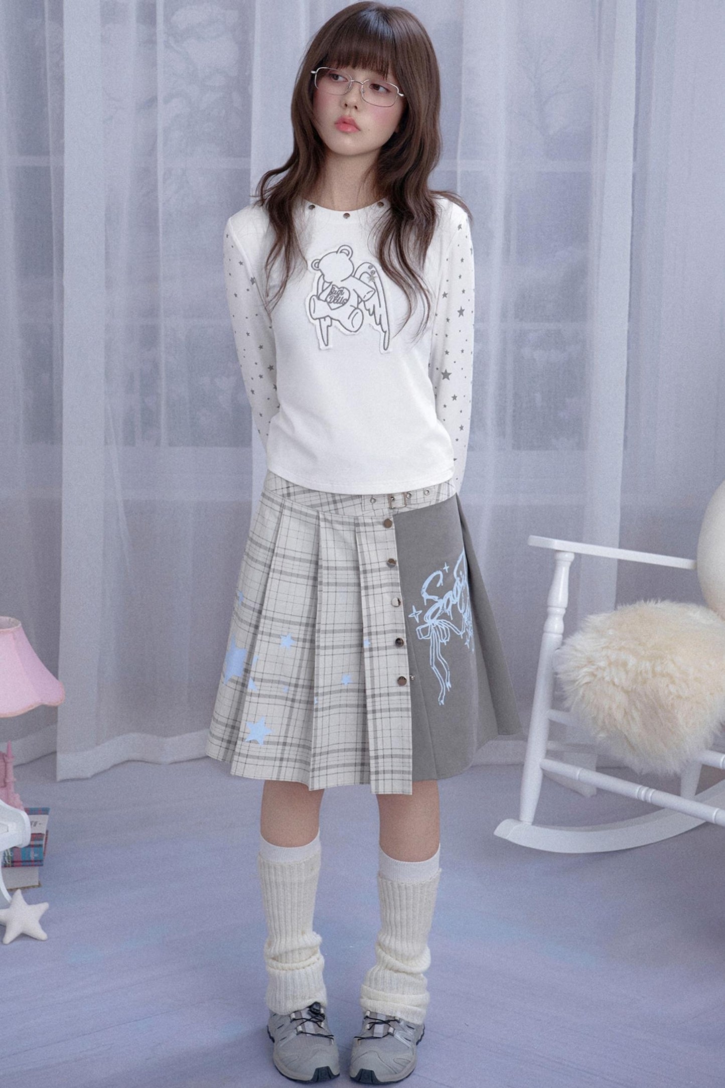 Sweet Preppy Style Pleated Skirt