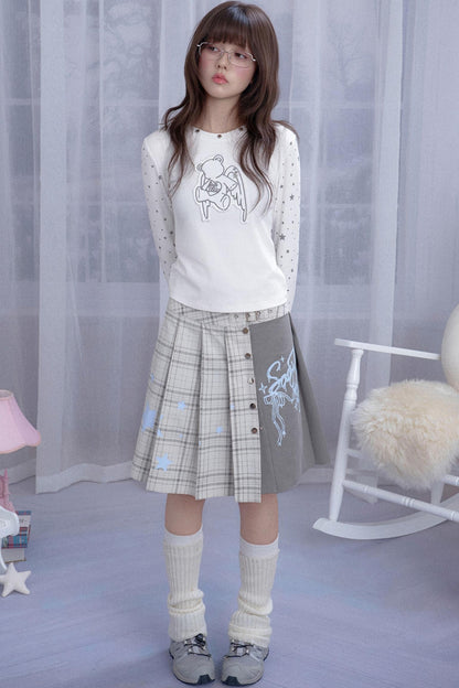 Sweet Preppy Style Pleated Skirt