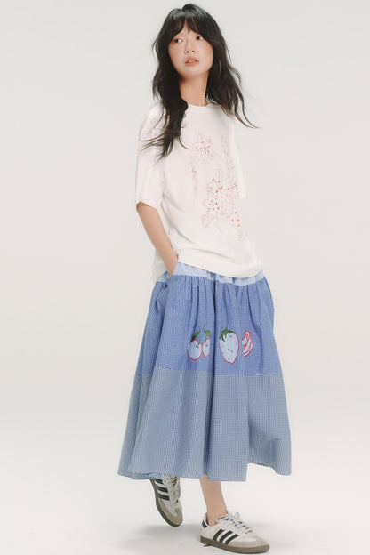 Cherry Blossom Embroidered White T-Shirt