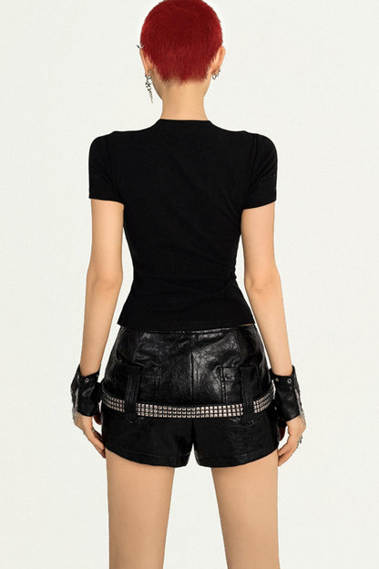 American Punk Rock Leather Shorts