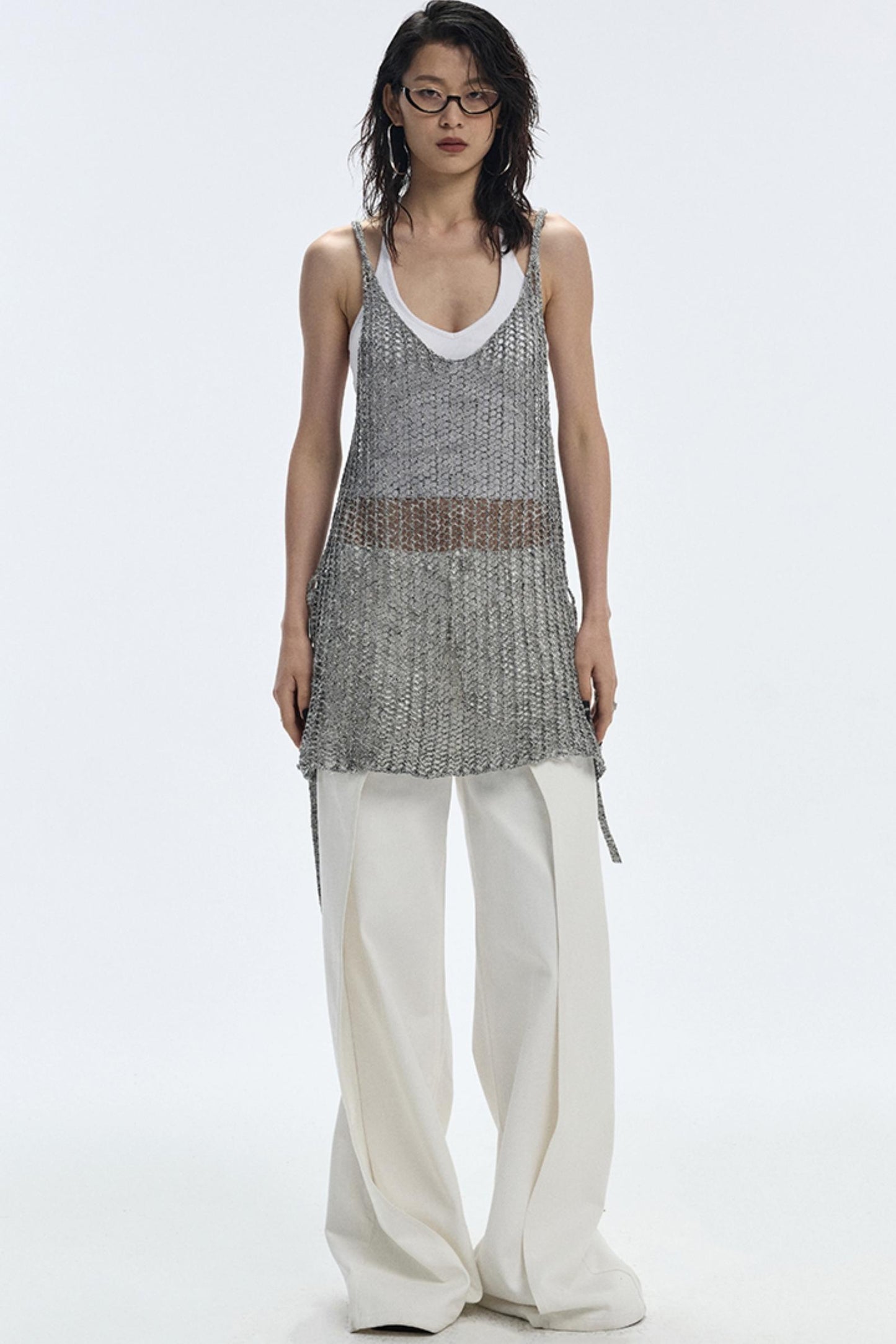 Cut-Out Knit Silk Camisole