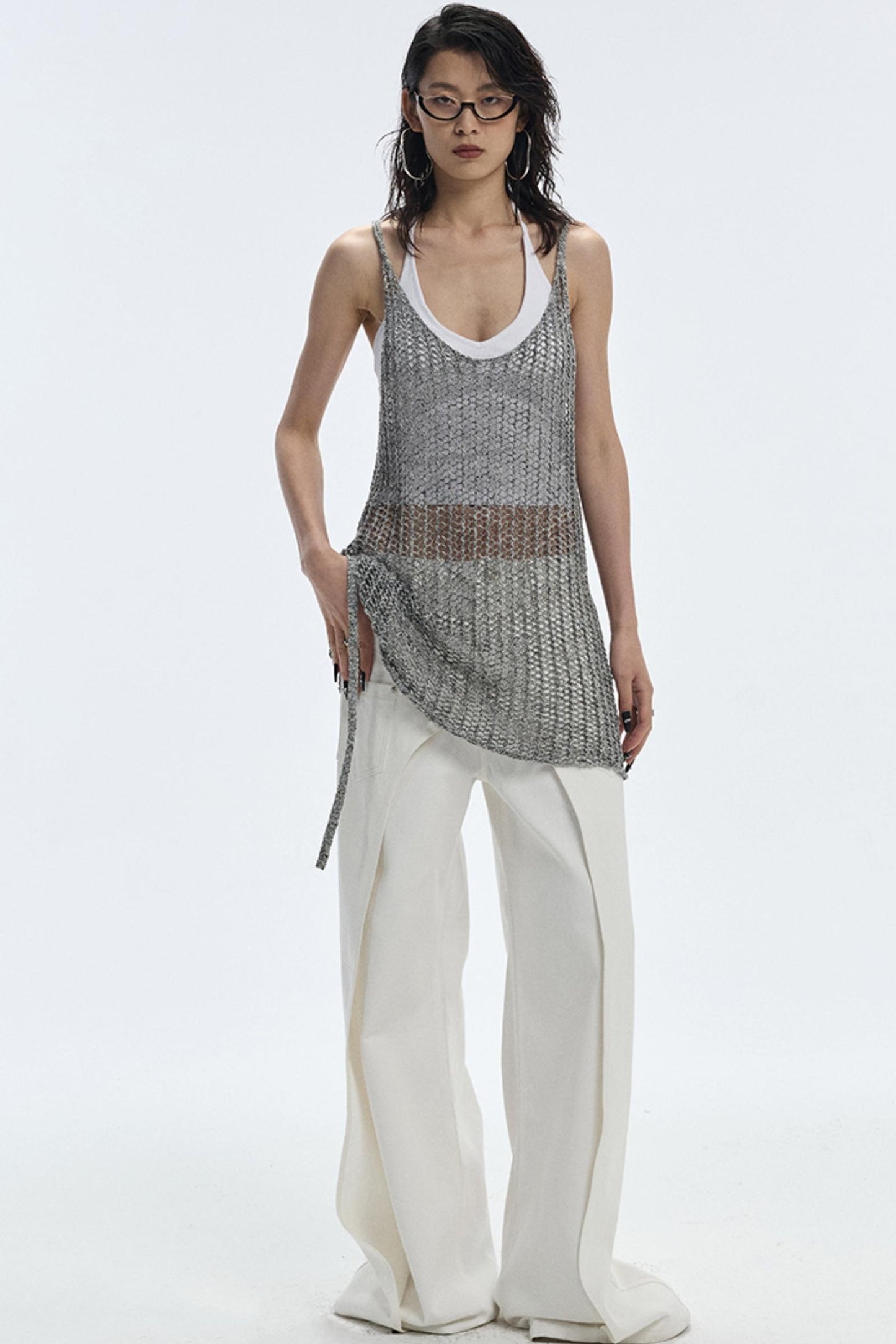 Cut-Out Knit Silk Camisole