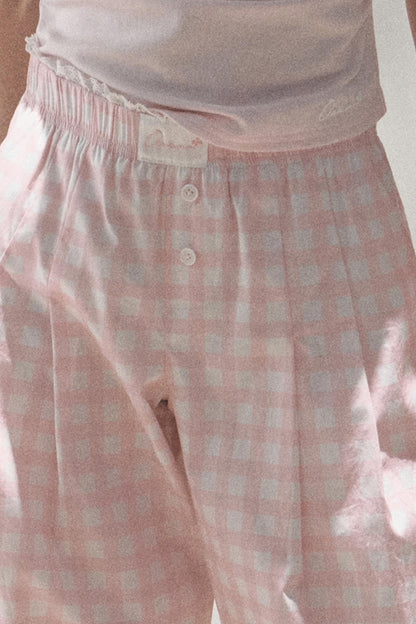 Plaid Linen Suspenders Set-Up