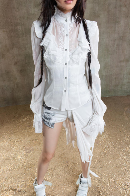 Chiffon Court Tunic Shirt