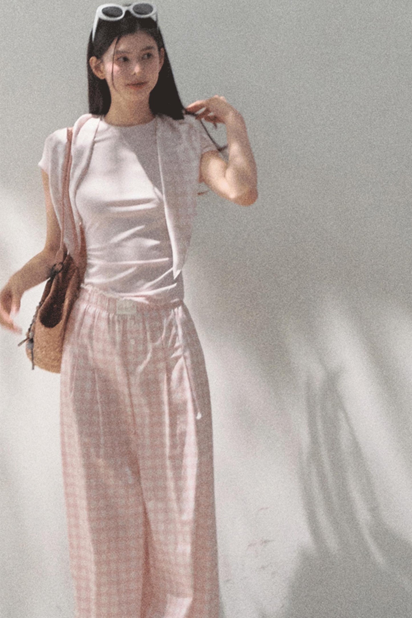 Plaid Linen Suspenders Set-Up