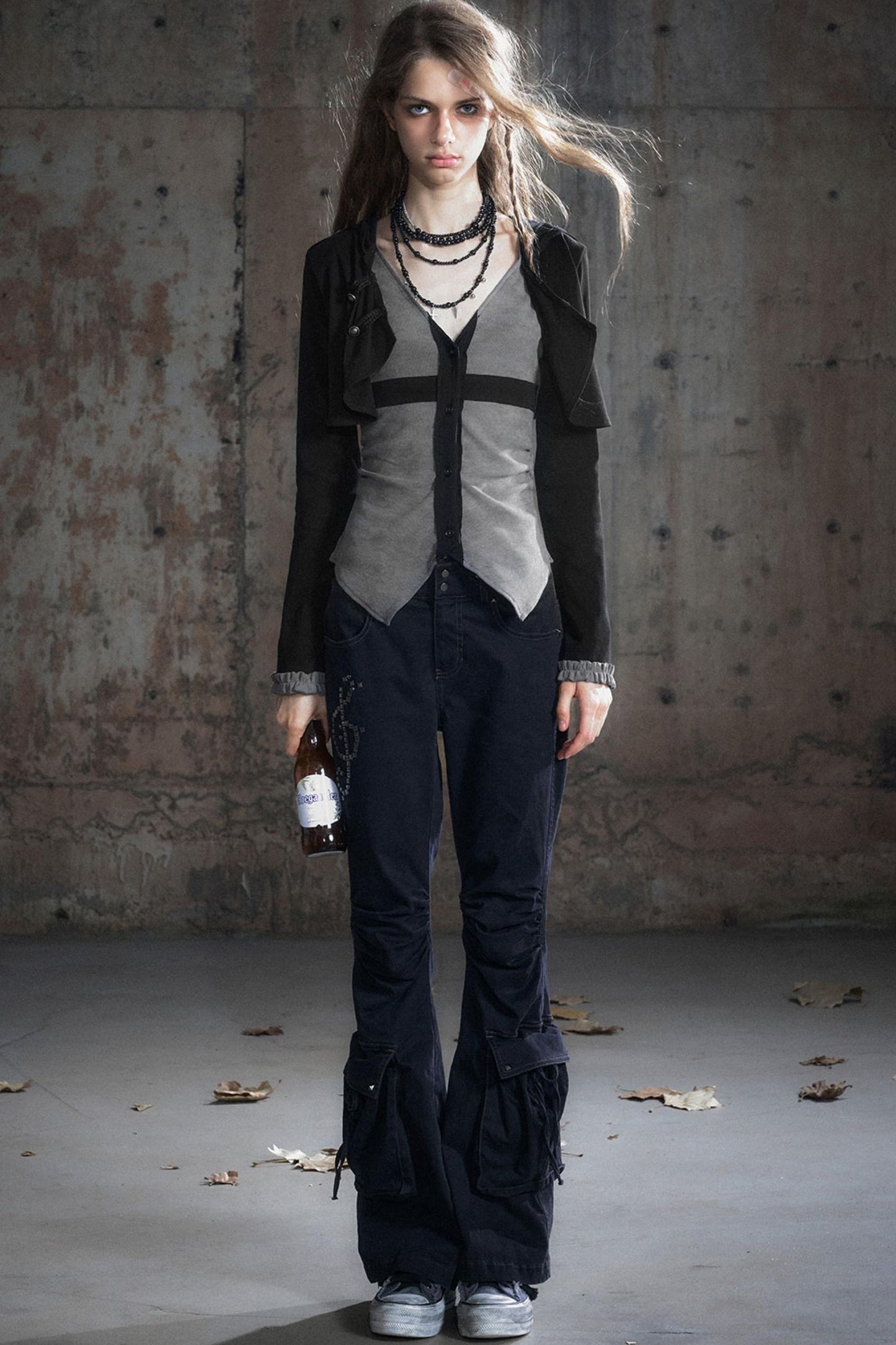 Two-Tone Long Sleeve Hooded Top