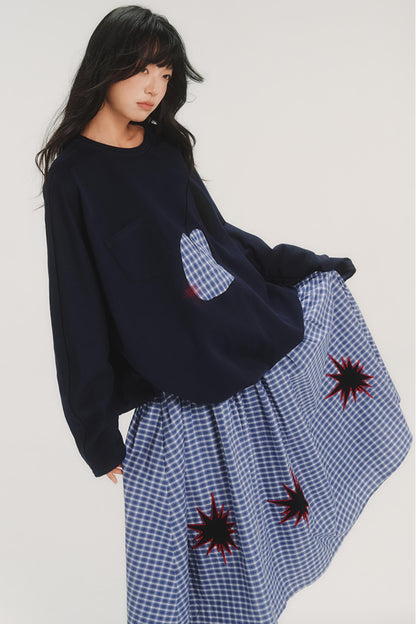 Patchwork Embroidery Sweatshirt