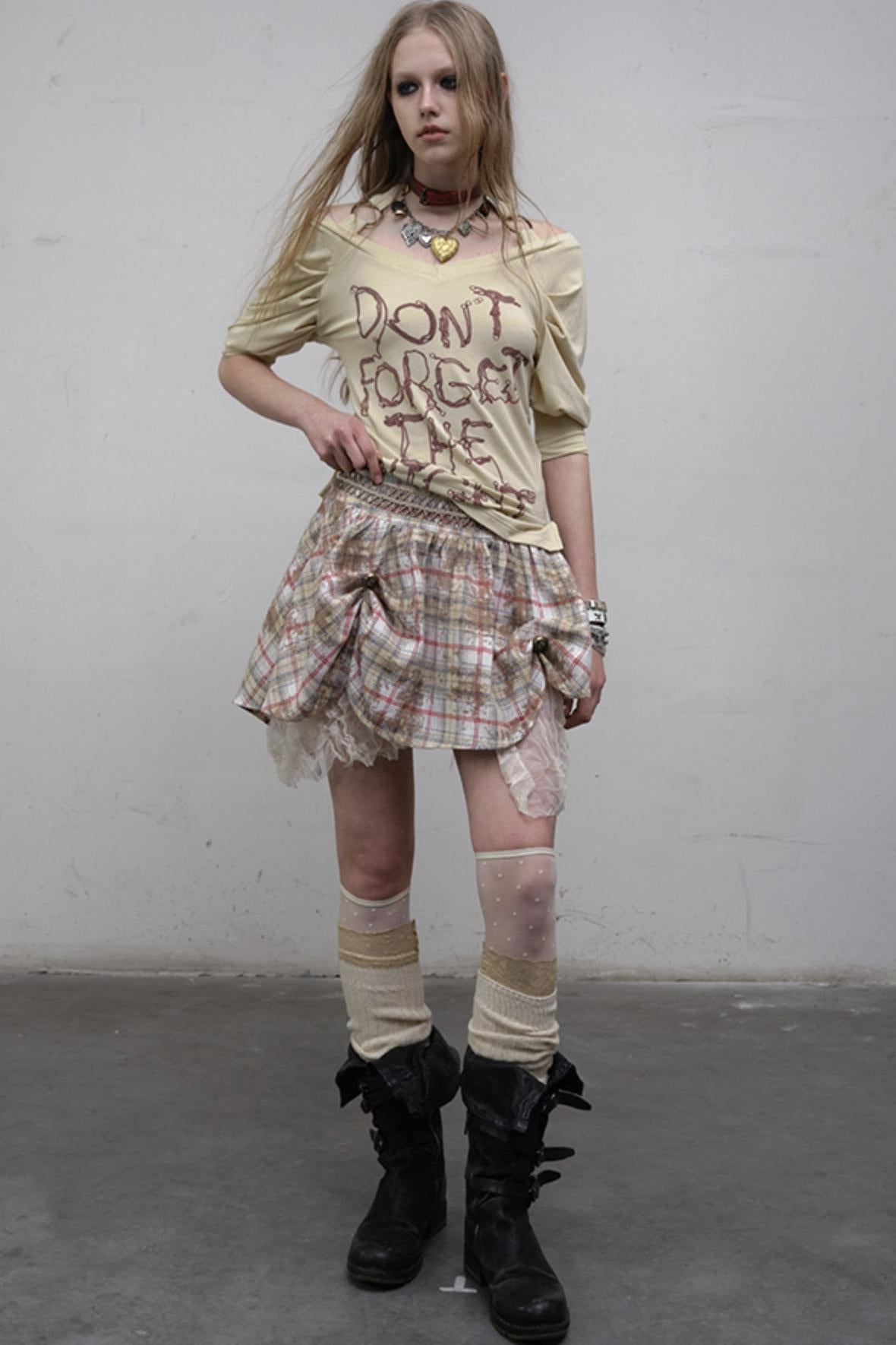 Straight silhouette Plaid Skirt