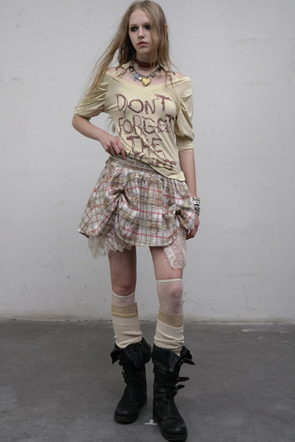 Straight silhouette Plaid Skirt