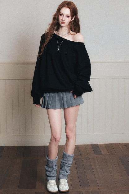 Cotton Slanted Shoulder Sweatshirt