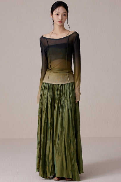 Slim Fit Gradient Mesh Tee