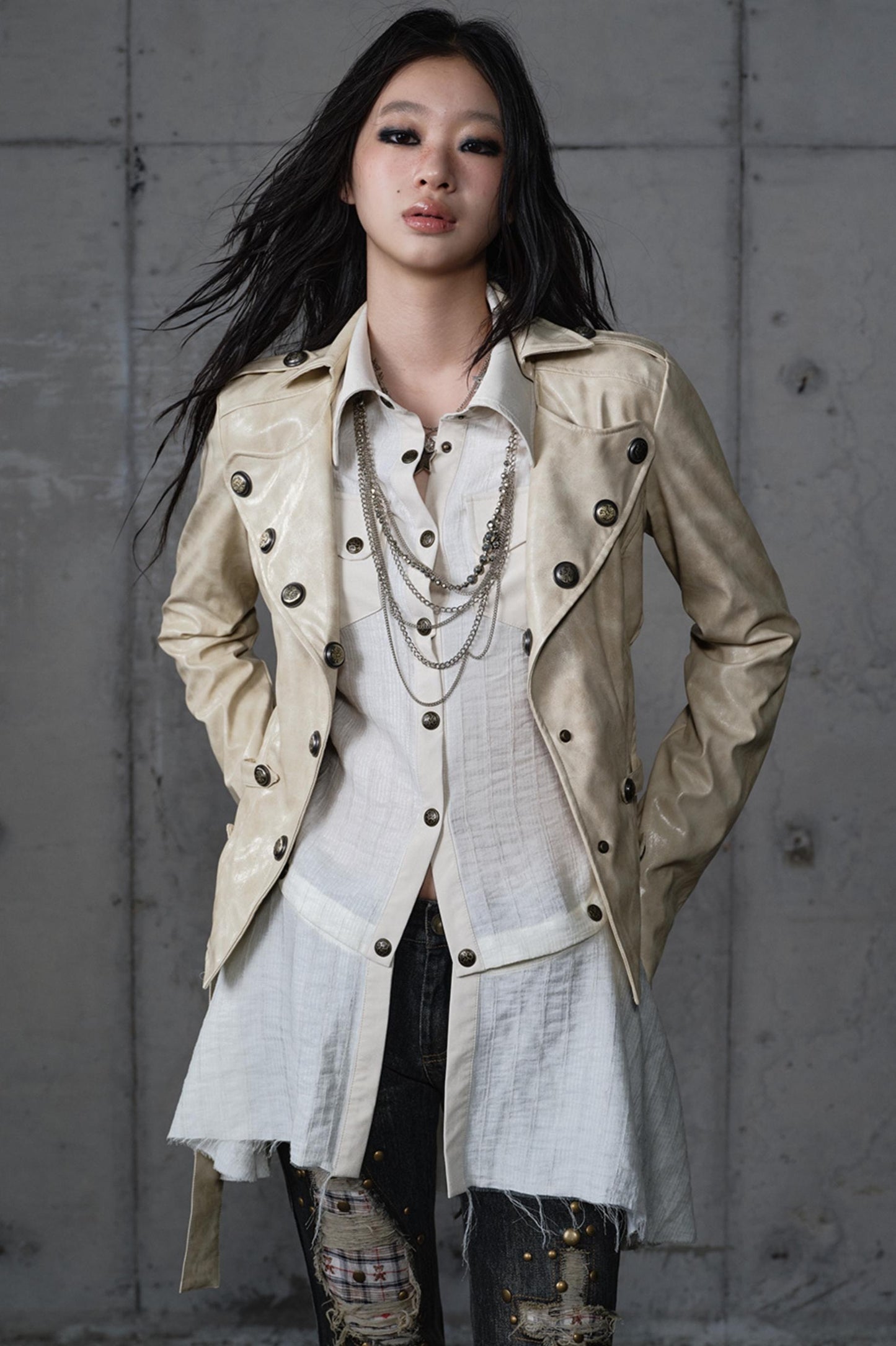 Embroidery Deconstructed  Short Leather Jacket