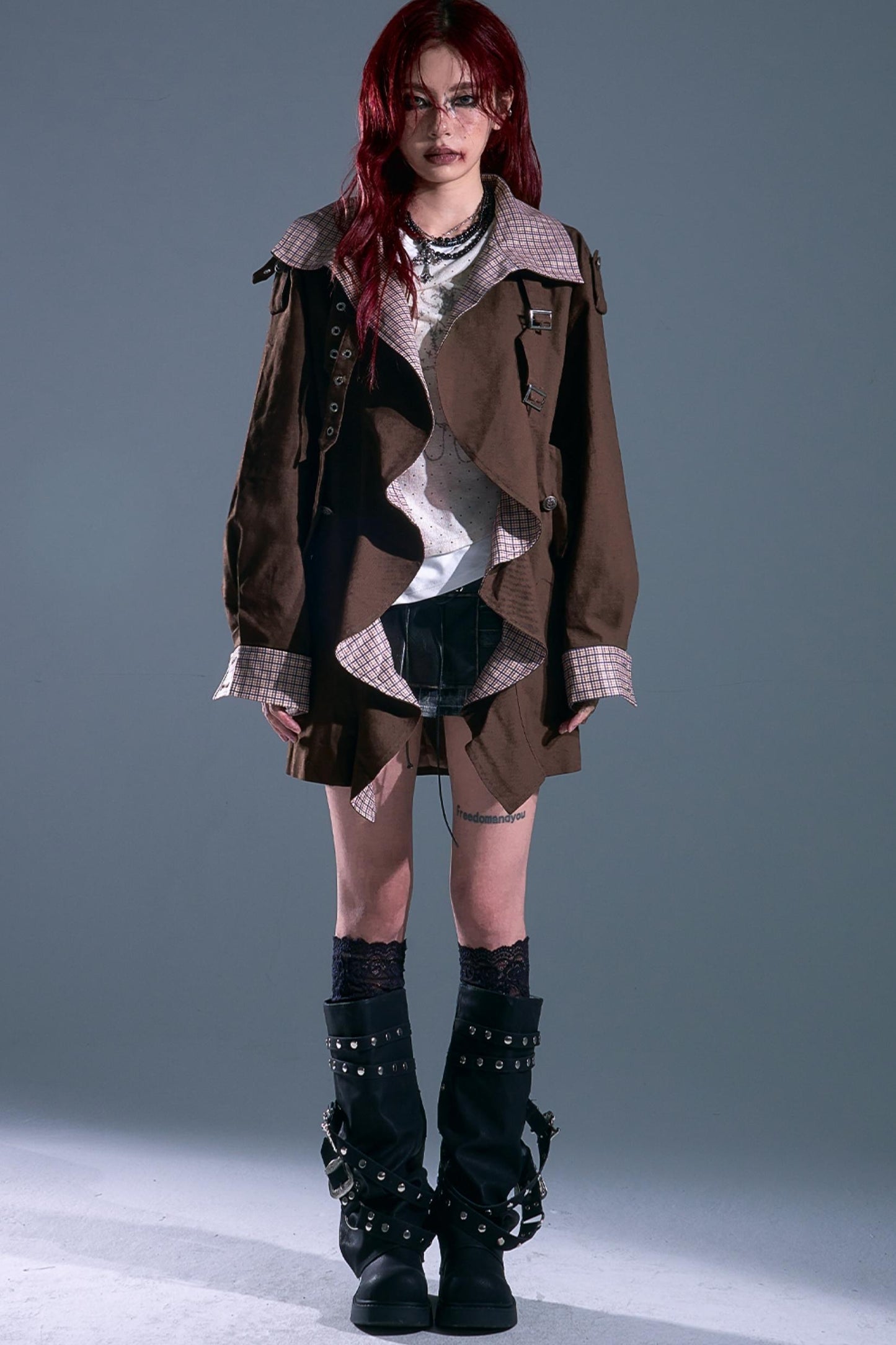 Vintage Check Wavy Edge Trench Coat