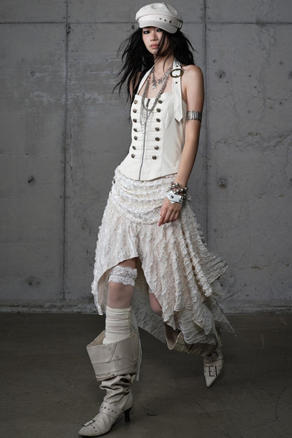 Velvet Irregular Check Bandeau Dress